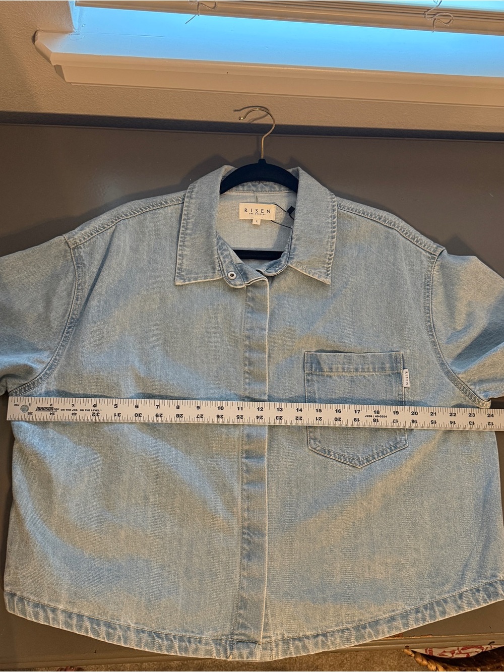Light Blue Denim Short-Sleeve Button-Front Shirt - Picture 6 of 8